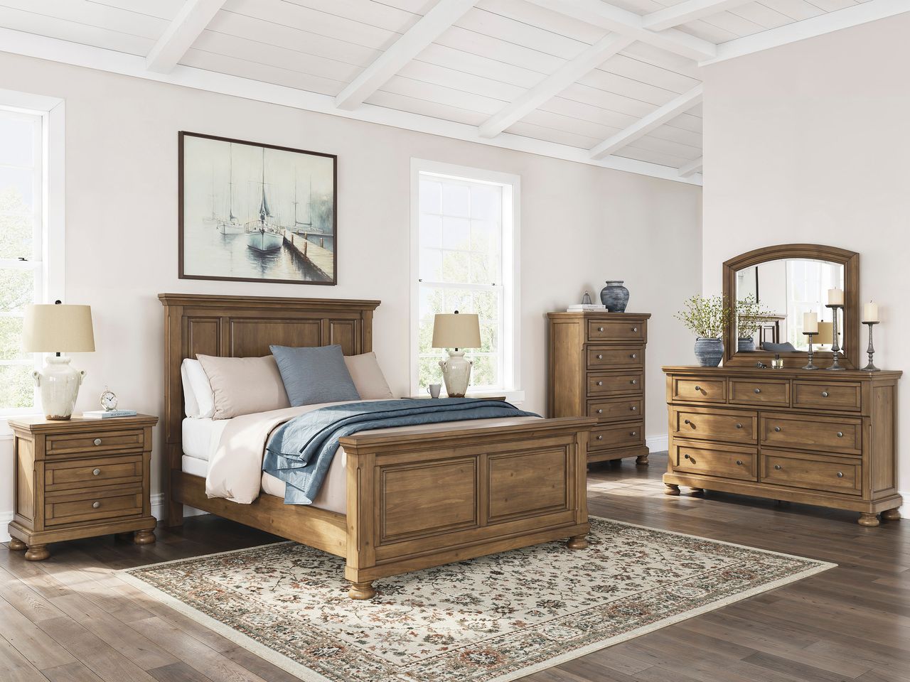 Glarrison Queen Panel Bed In Medium Brown NCB779B2