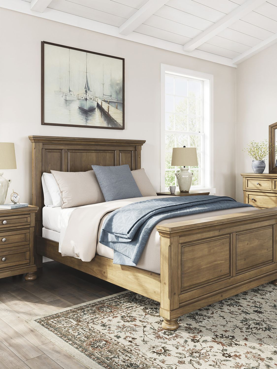 Glarrison Queen Panel Bed In Medium Brown NCB779B2