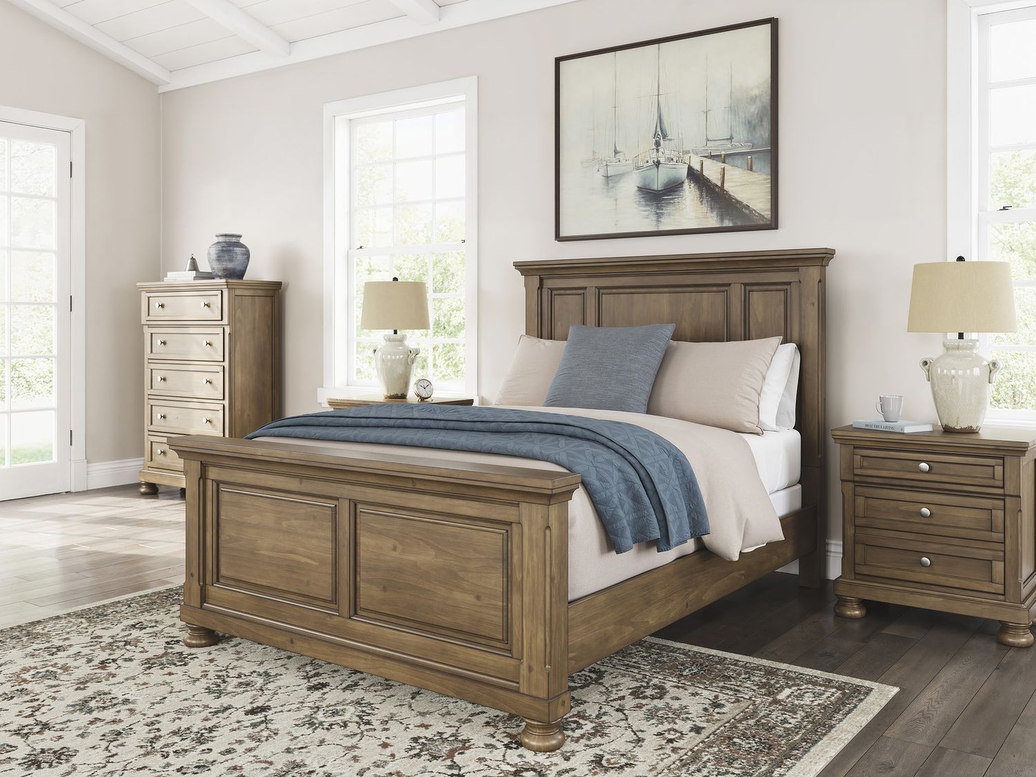 Glarrison Queen Panel Bed In Medium Brown NCB779B2