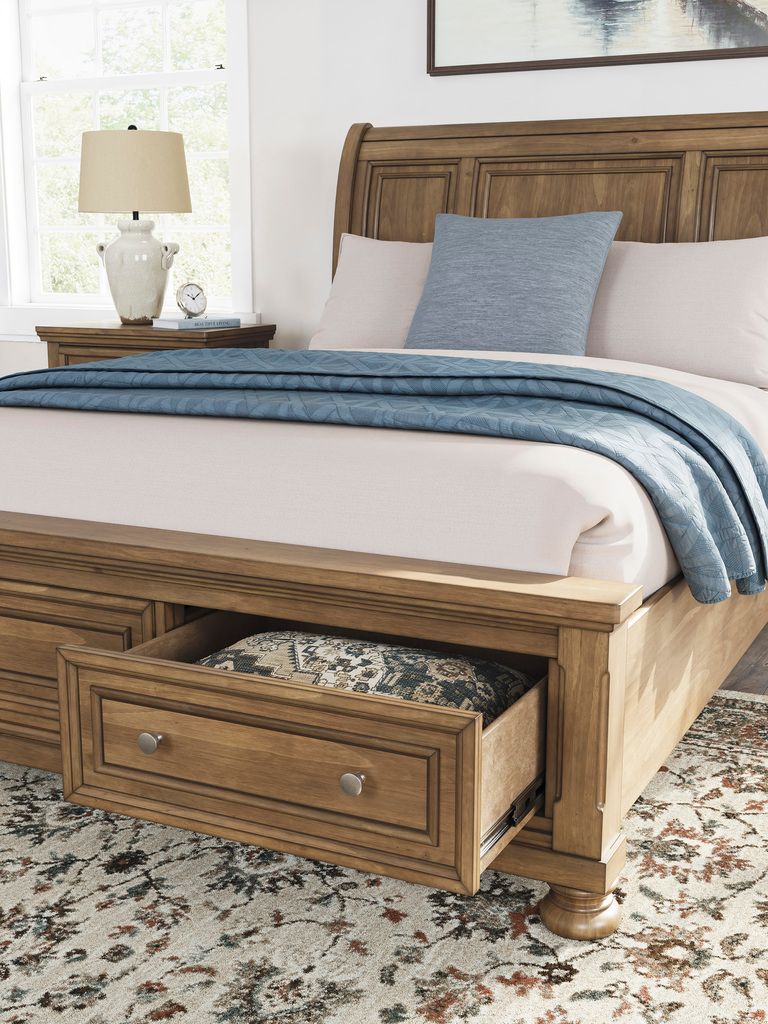 Glarrison Queen Storage Sleigh Bed In Medium Brown NCB779B4