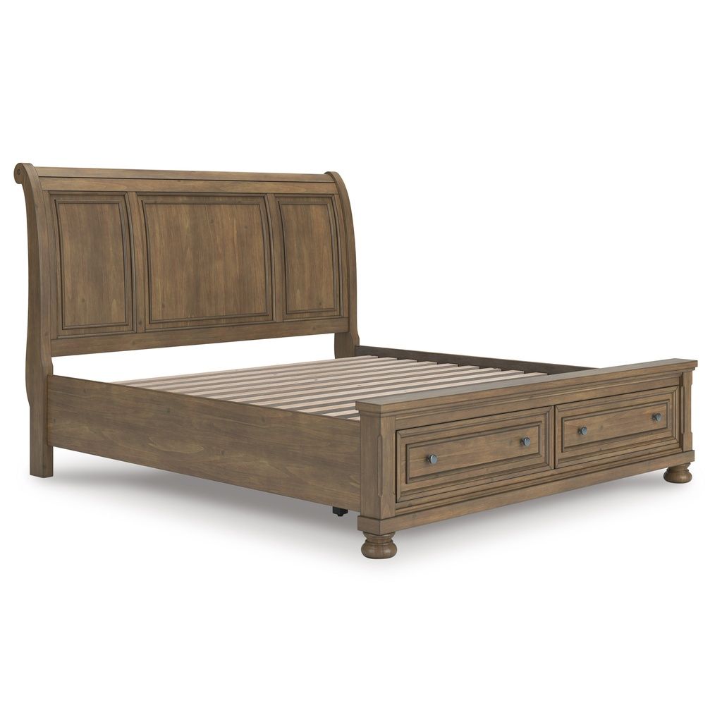 Glarrison Queen Storage Sleigh Bed In Medium Brown NCB779B4