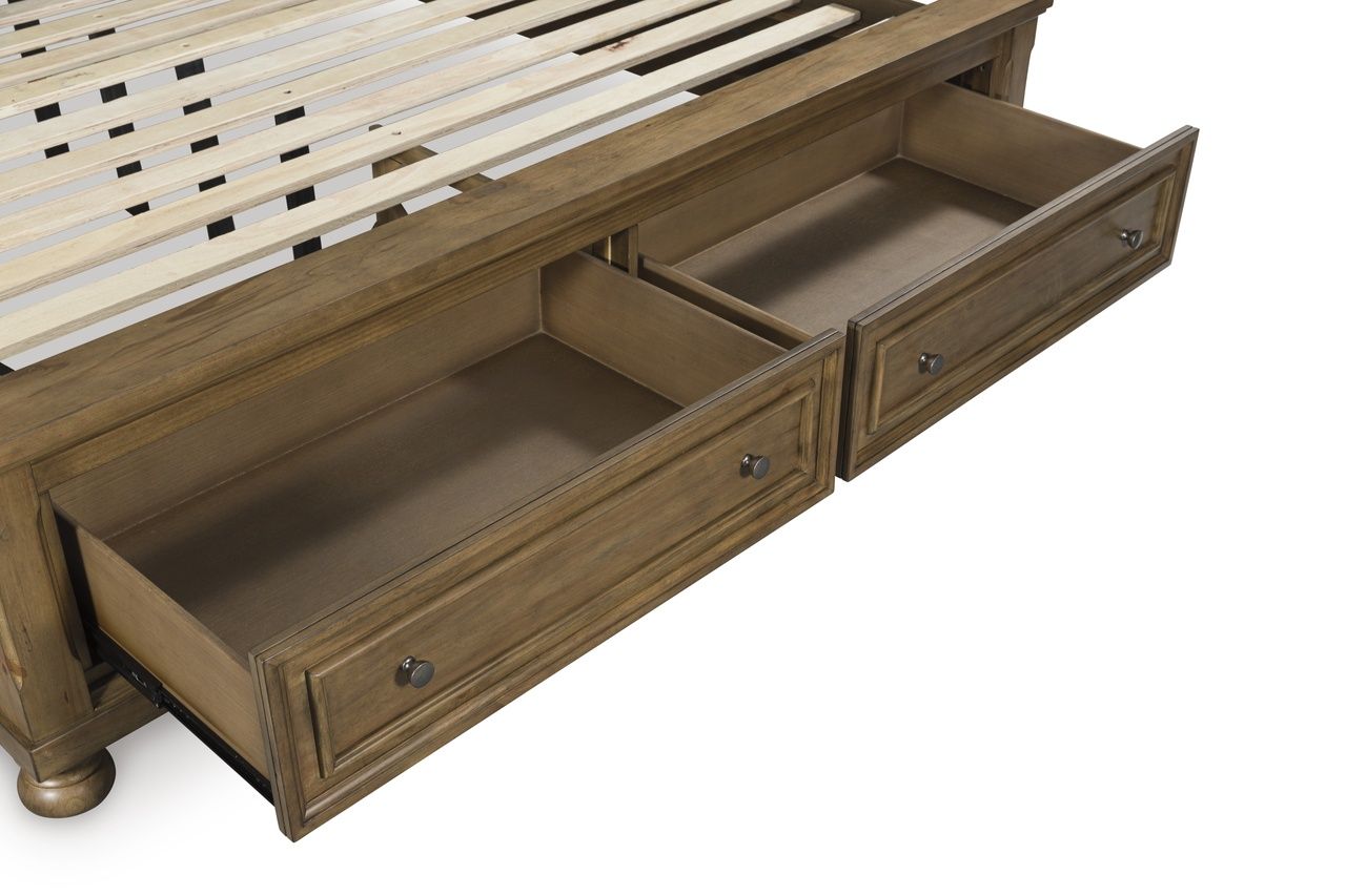 Glarrison Queen Storage Sleigh Bed In Medium Brown NCB779B4