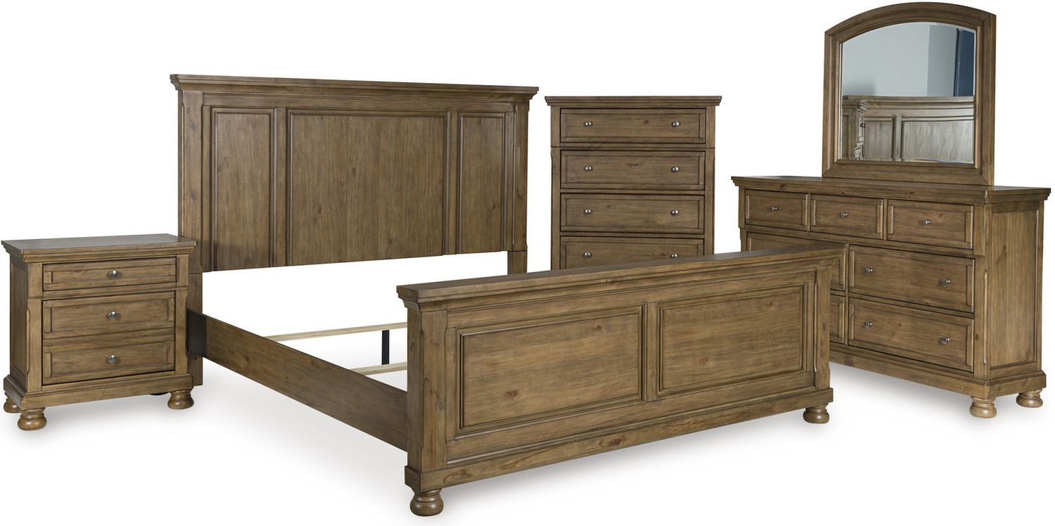 Glarrison King Panel Bed In Medium Brown NCB779B6