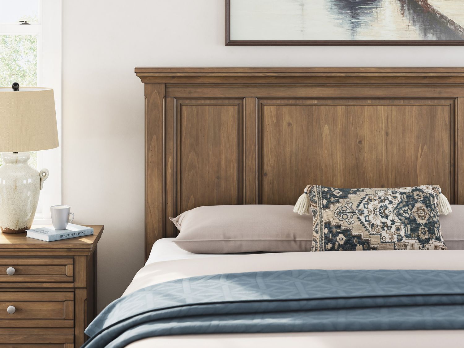 Glarrison California King Panel Bed In Medium Brown NCB779B7