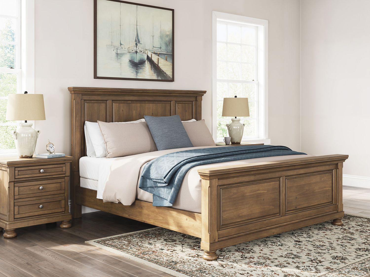 Glarrison California King Panel Bed In Medium Brown NCB779B7