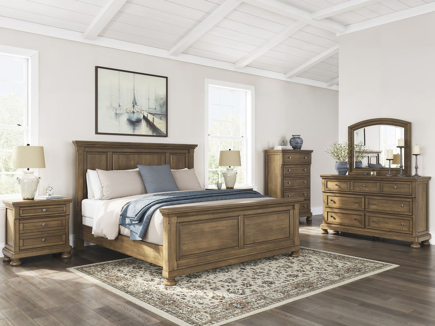 Glarrison California King Panel Bed In Medium Brown NCB779B7
