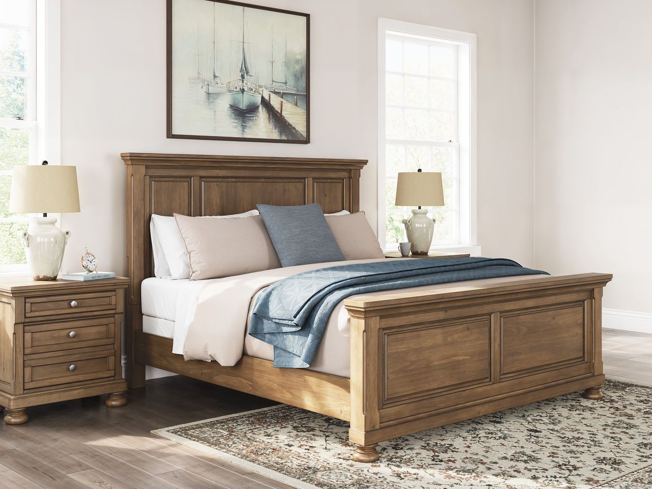 Glarrison California King Panel Bed In Medium Brown NCB779B7