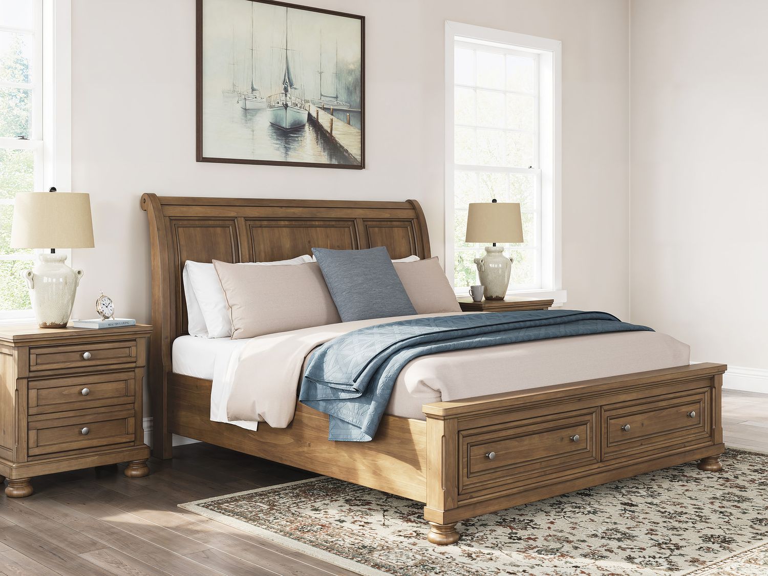 Glarrison King Storage Sleigh Bed In Medium Brown NCB779B8