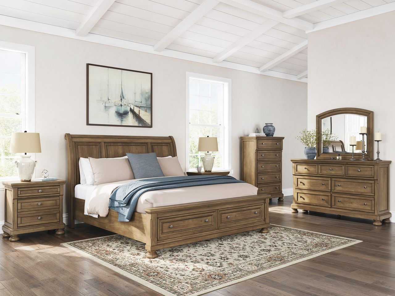 Glarrison King Storage Sleigh Bed In Medium Brown NCB779B8