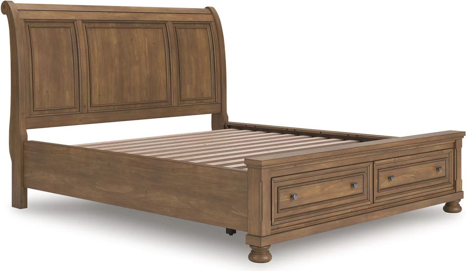 Glarrison California King Storage Sleigh Bed In Medium Brown NCB779B9