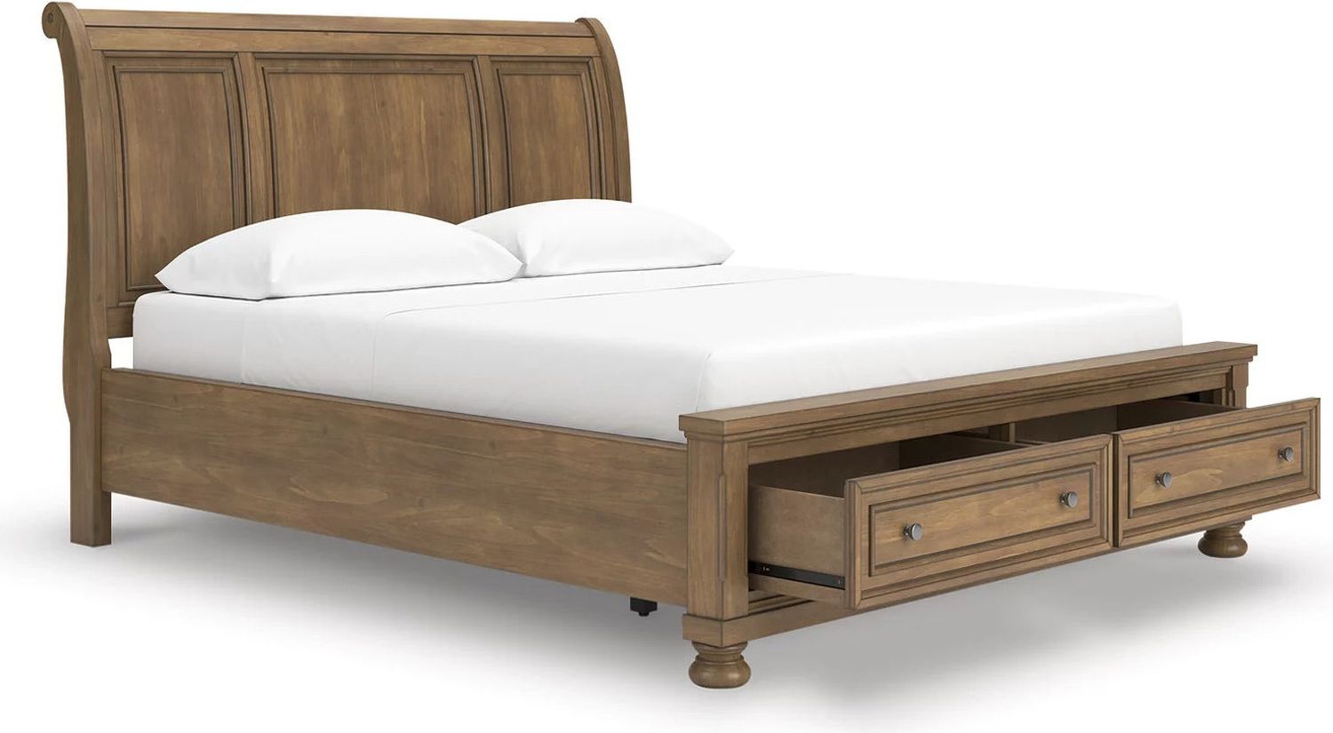 Glarrison California King Storage Sleigh Bed In Medium Brown NCB779B9