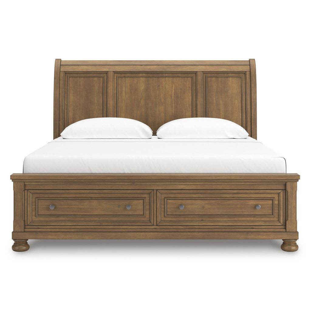 Glarrison California King Storage Sleigh Bed In Medium Brown NCB779B9