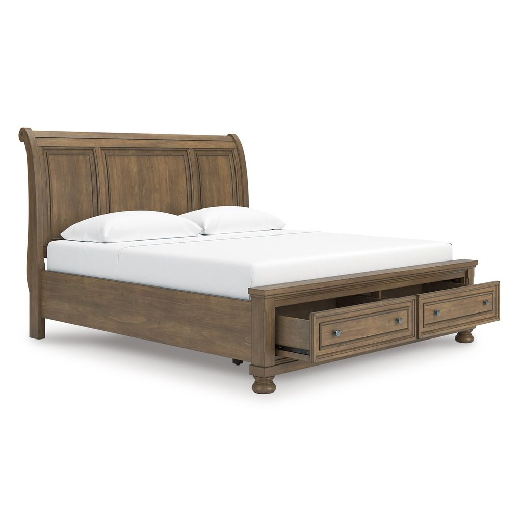 Glarrison California King Storage Sleigh Bed In Medium Brown NCB779B9
