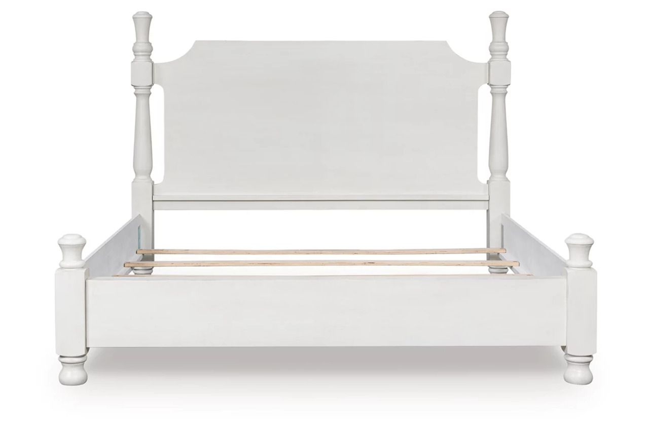 Greddinton King Poster Bed In Antique White NCB823B4