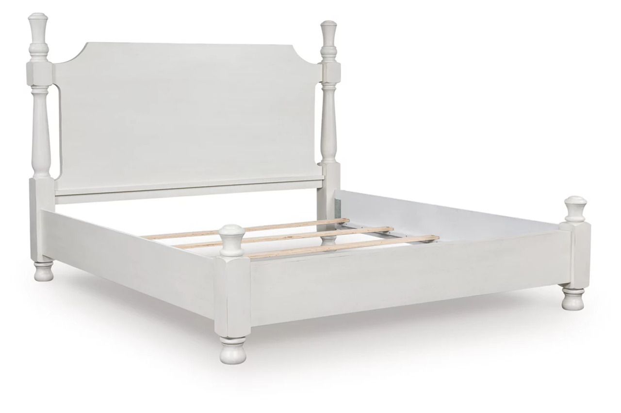 Greddinton California King Poster Bed In Antique White NCB823B5