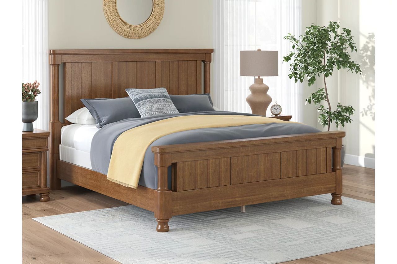Greddinton California King Poster Bed In Brown NCB824B5