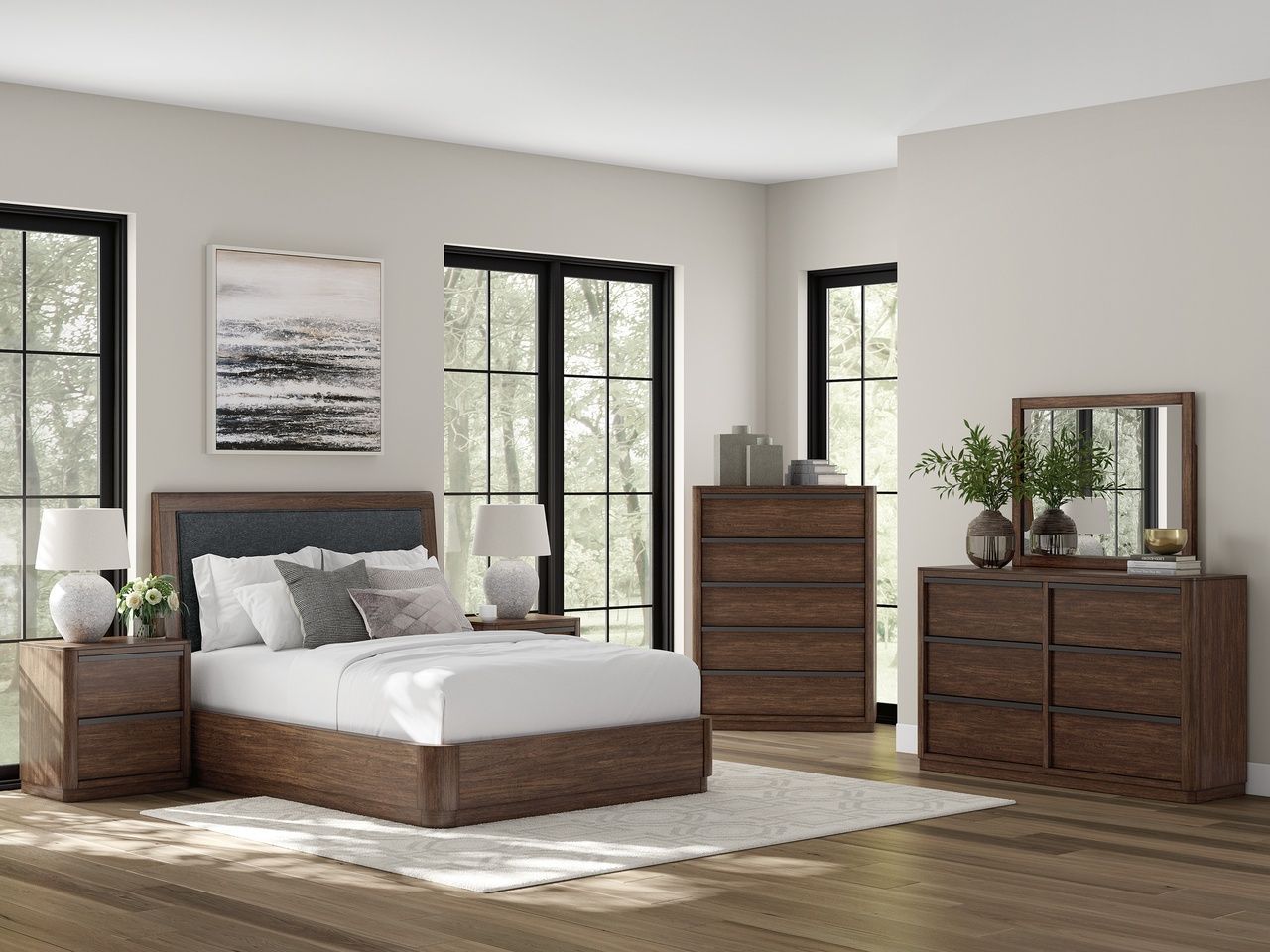 Yingden Bedroom Mirror In Dark Brown NCB85736