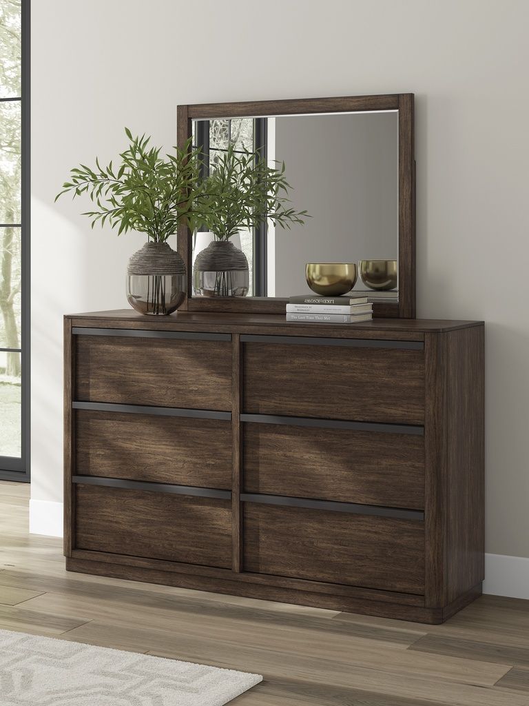 Yingden Bedroom Mirror In Dark Brown NCB85736