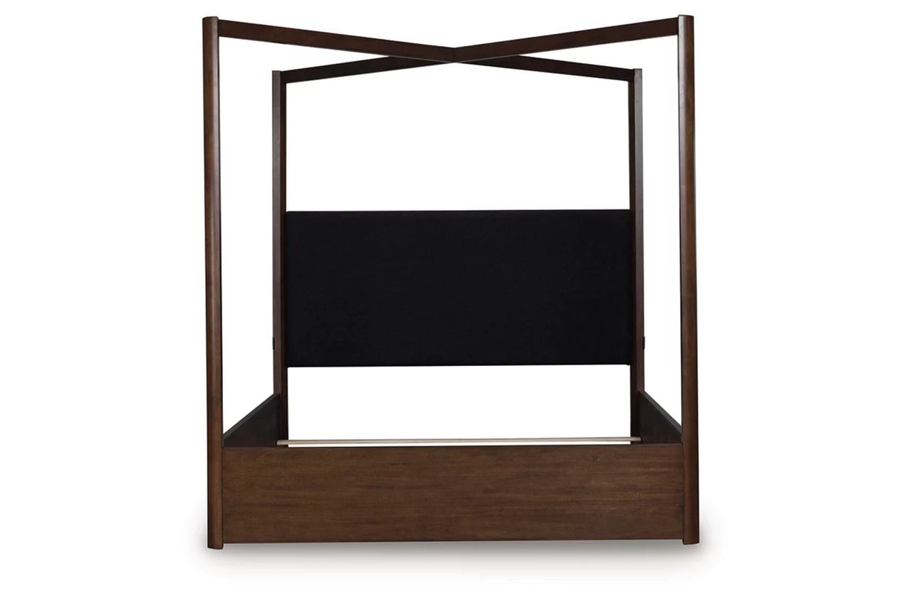Yingden Queen Canopy Bed In Dark Brown NCB857B2