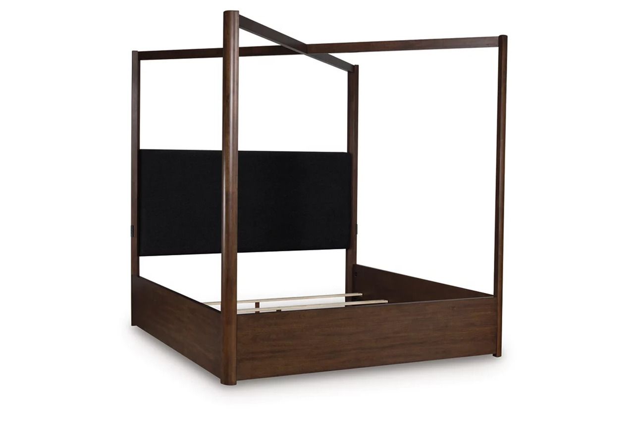 Yingden California King Canopy Bed In Dark Brown NCB857B7