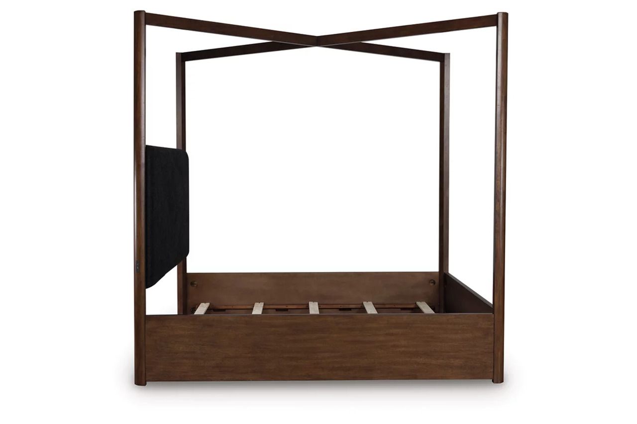 Yingden California King Canopy Bed In Dark Brown NCB857B7