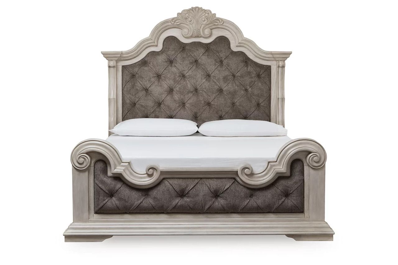 Valleymont Queen Upholstered Panel Bed In Antique White NCB948B2