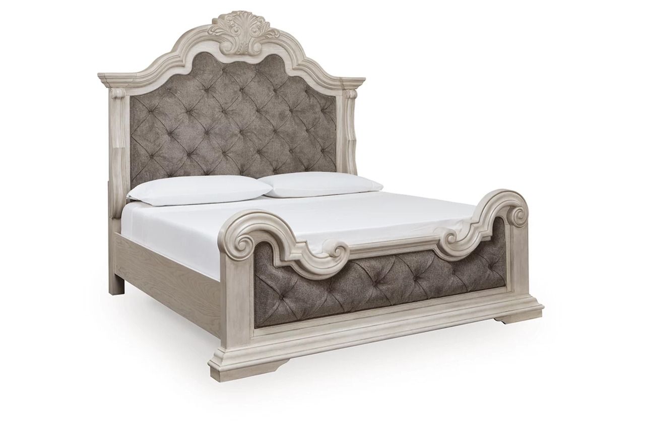 Valleymont Queen Upholstered Panel Bed In Antique White NCB948B2