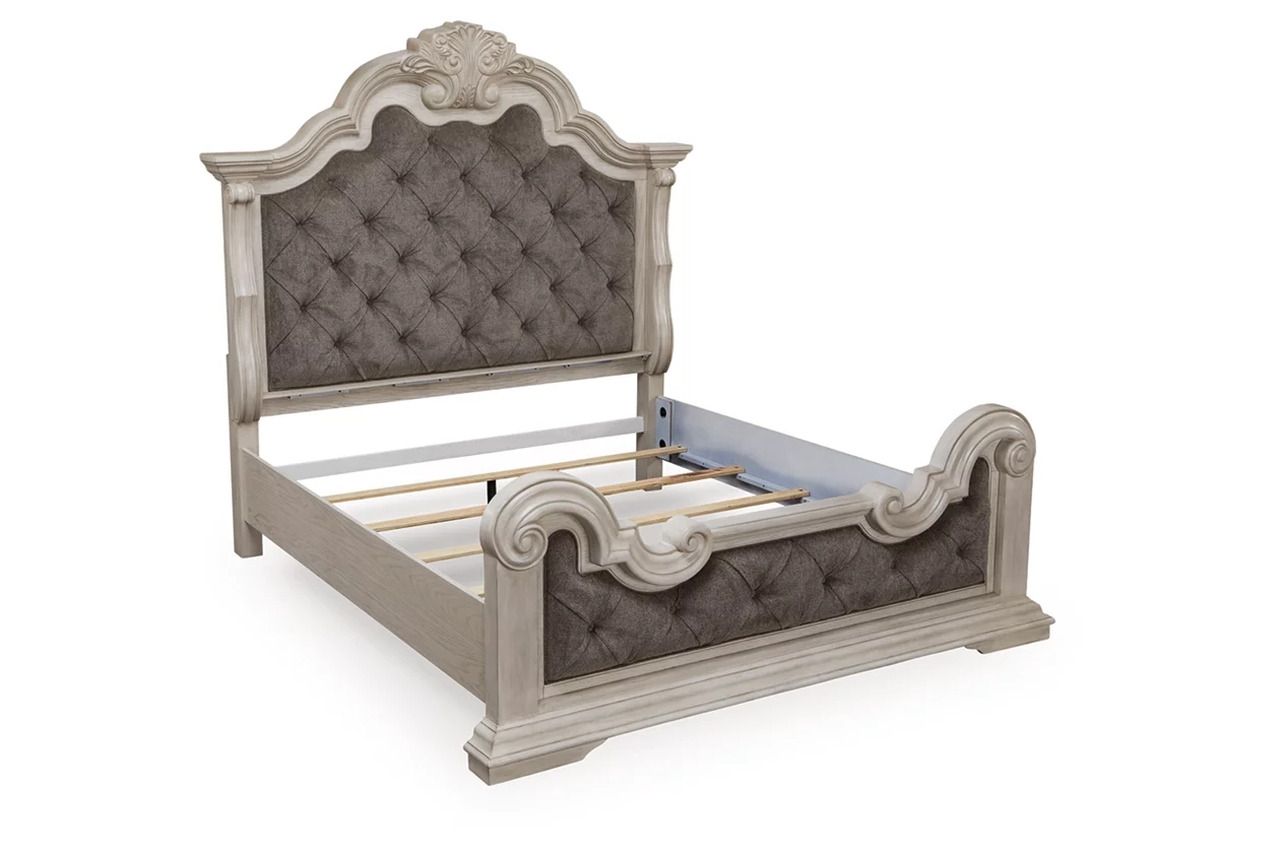 Valleymont Queen Upholstered Panel Bed In Antique White NCB948B2