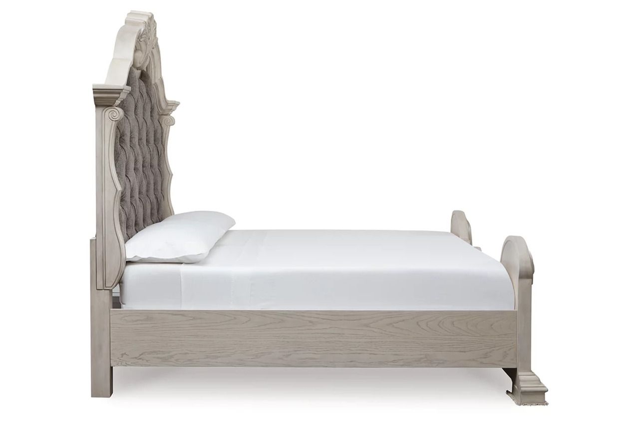 Valleymont Queen Upholstered Panel Bed In Antique White NCB948B2