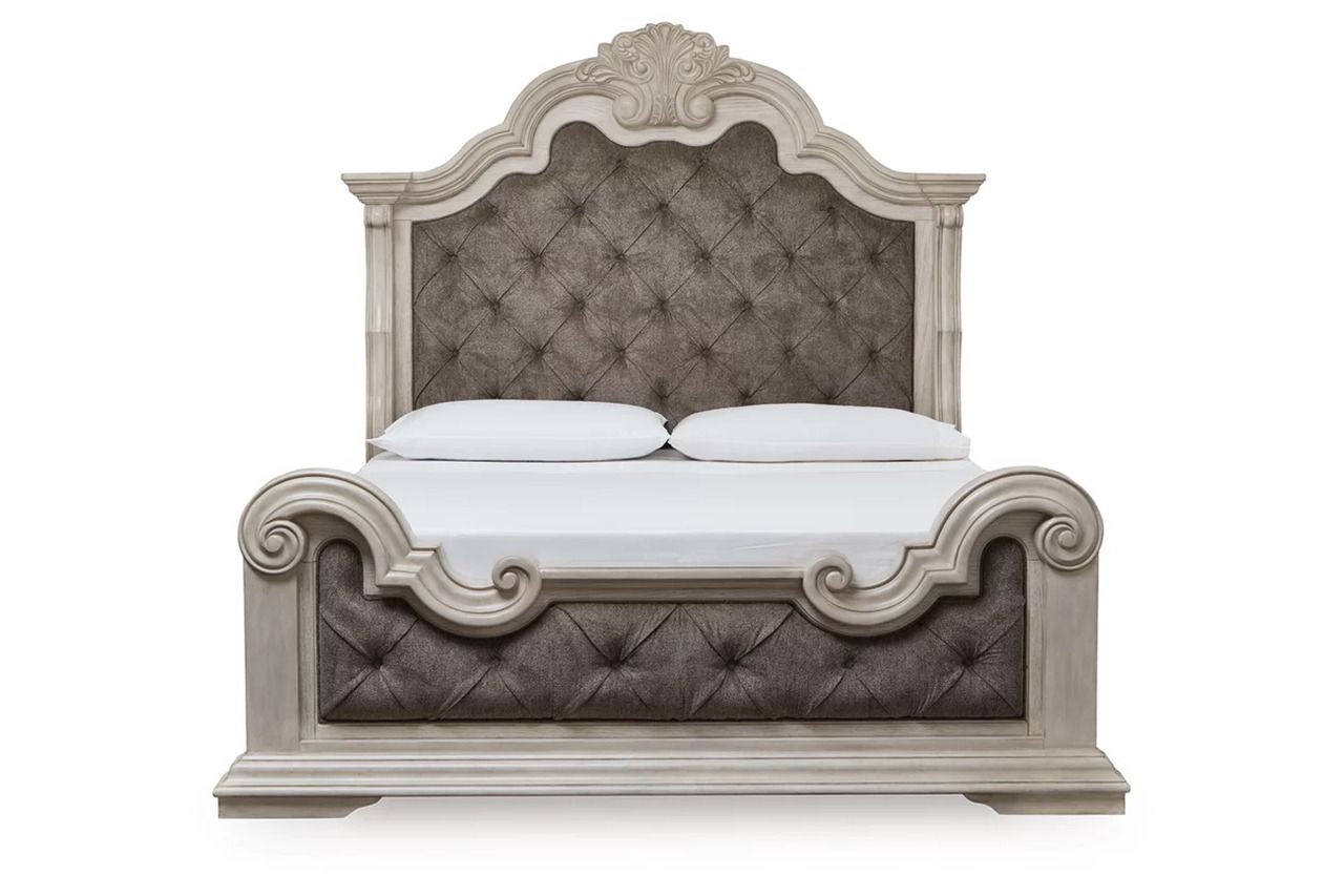 Valleymont King Upholstered Panel Bed In Antique White NCB948B4