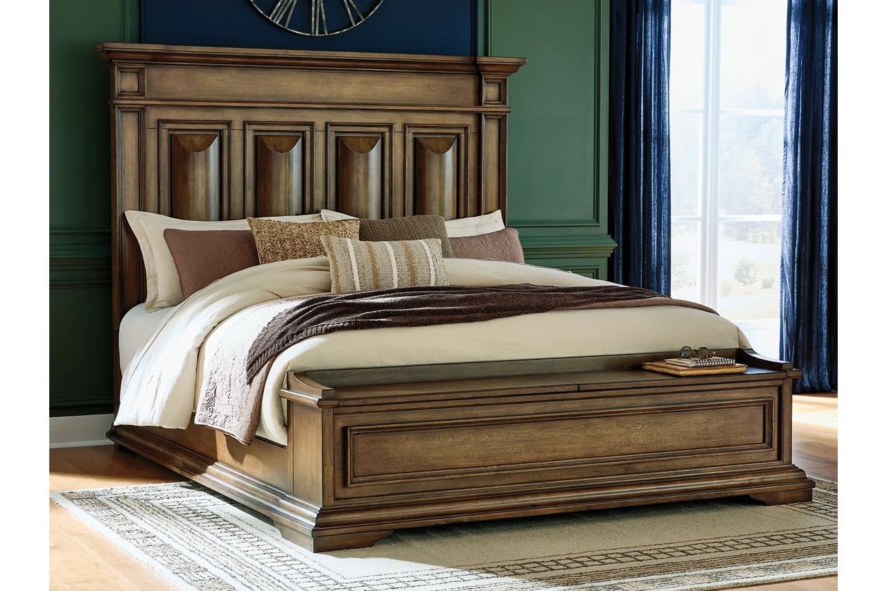 Thoridan King Panel Storage Bed In Brown NCB949B8