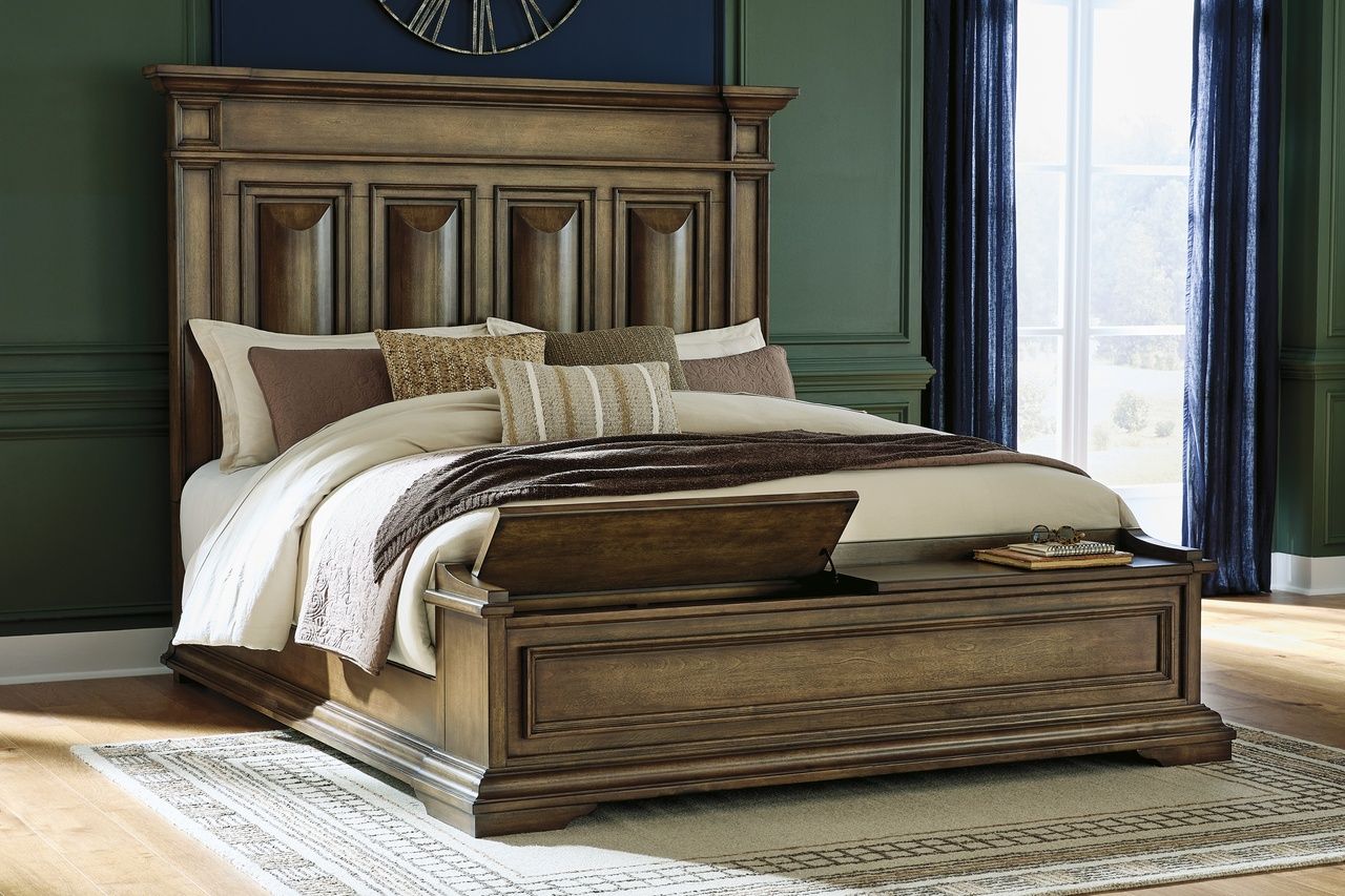 Thoridan King Panel Storage Bed In Brown NCB949B8