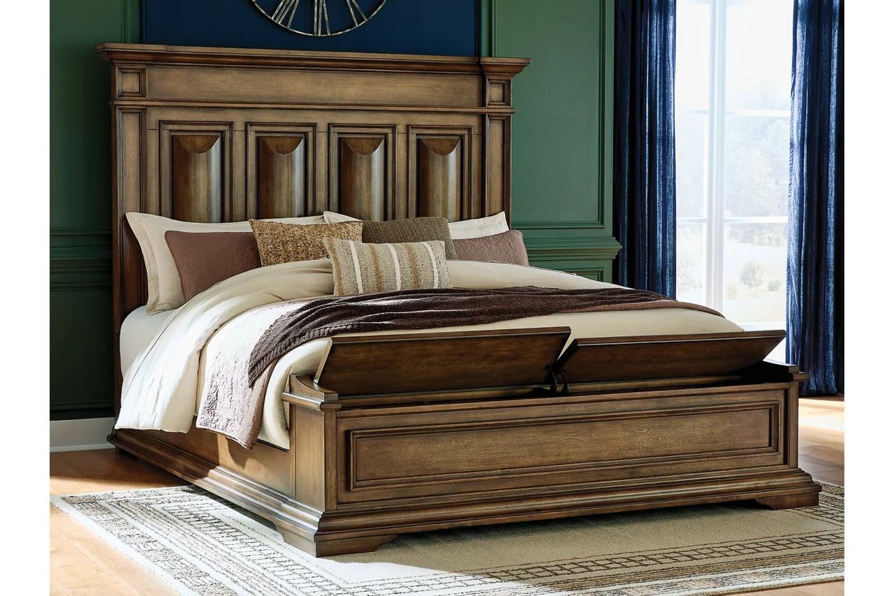 Thoridan California King Panel Storage Bed In Brown NCB949B9