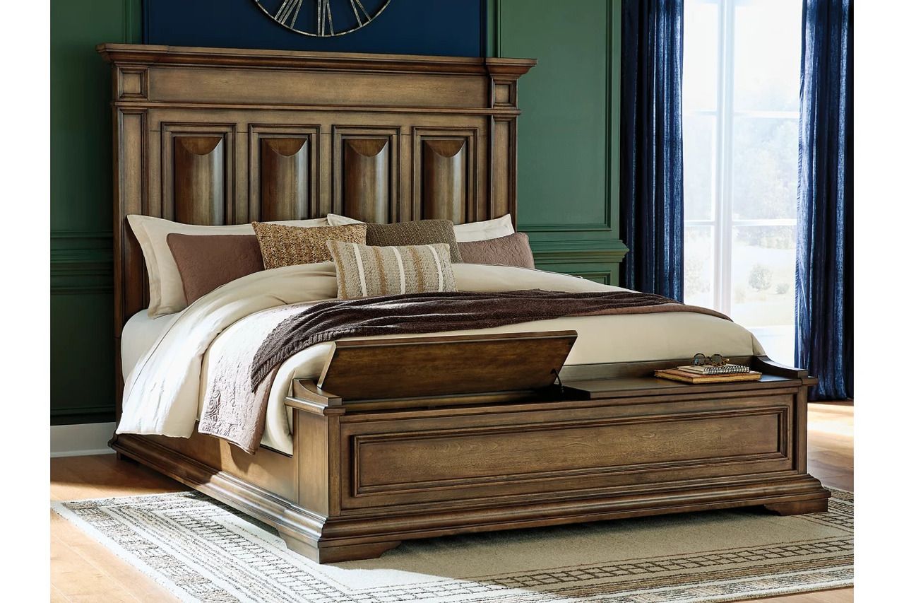 Thoridan California King Panel Storage Bed In Brown NCB949B9