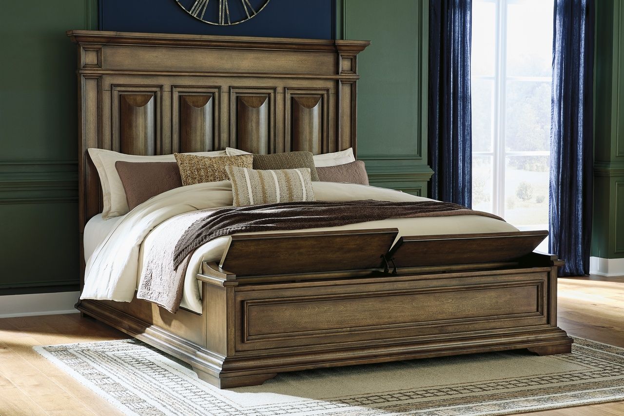 Thoridan California King Panel Storage Bed In Brown NCB949B9