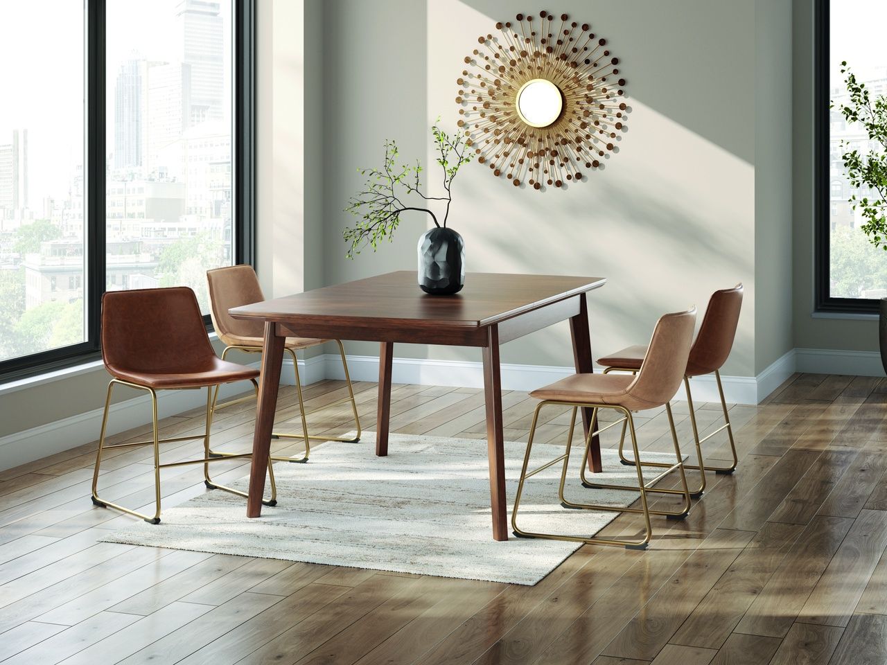 Lexadine Dining Chair Set of 2 In Toast and Gold NCD37303