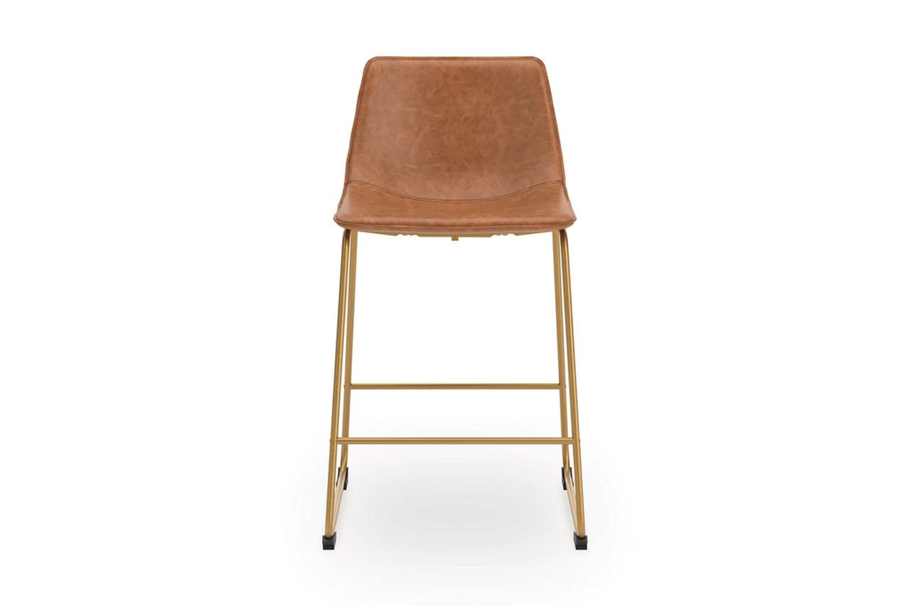 Lexadine Counter Height Barstool Set of 2 In Brown and Gold NCD373224