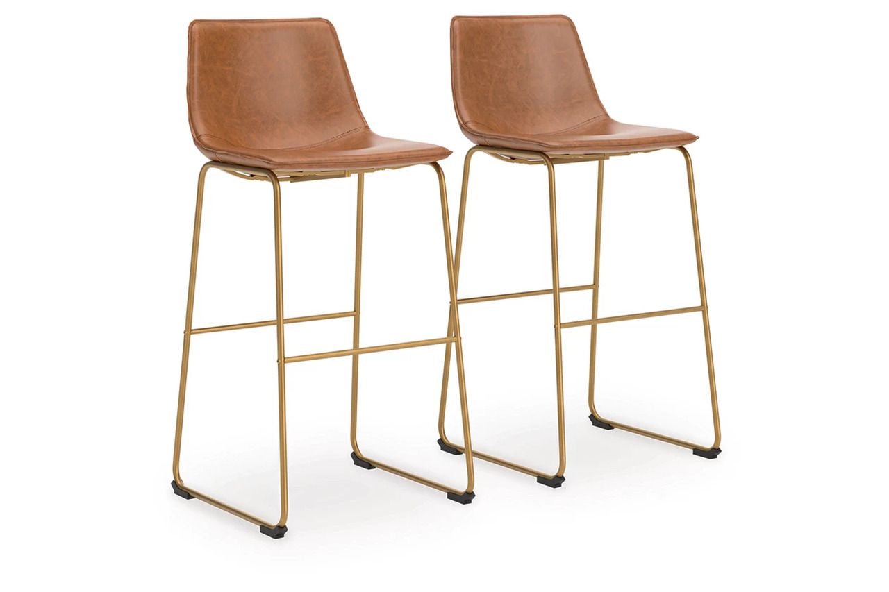 Lexadine Bar Height Barstool Set of 2 In Brown and Gold NCD373230
