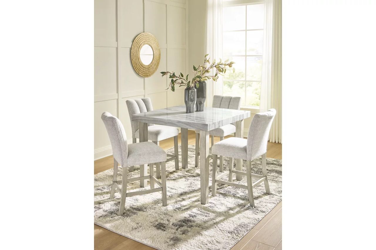 Grallegen Counter Height Dining Room Set In Bisque NCD575D2