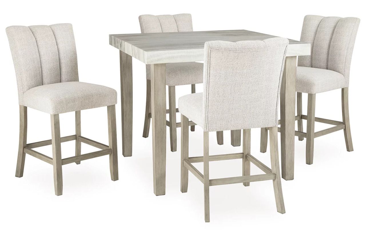 Grallegen Counter Height Dining Room Set In Bisque NCD575D2