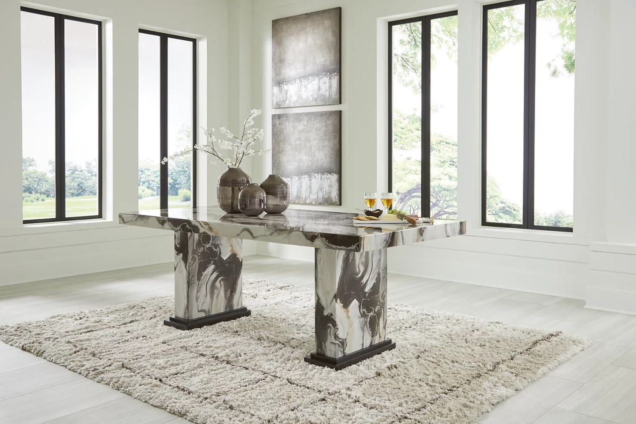Zendalia Dining Table In Beige and Dark Brown NCD581D4