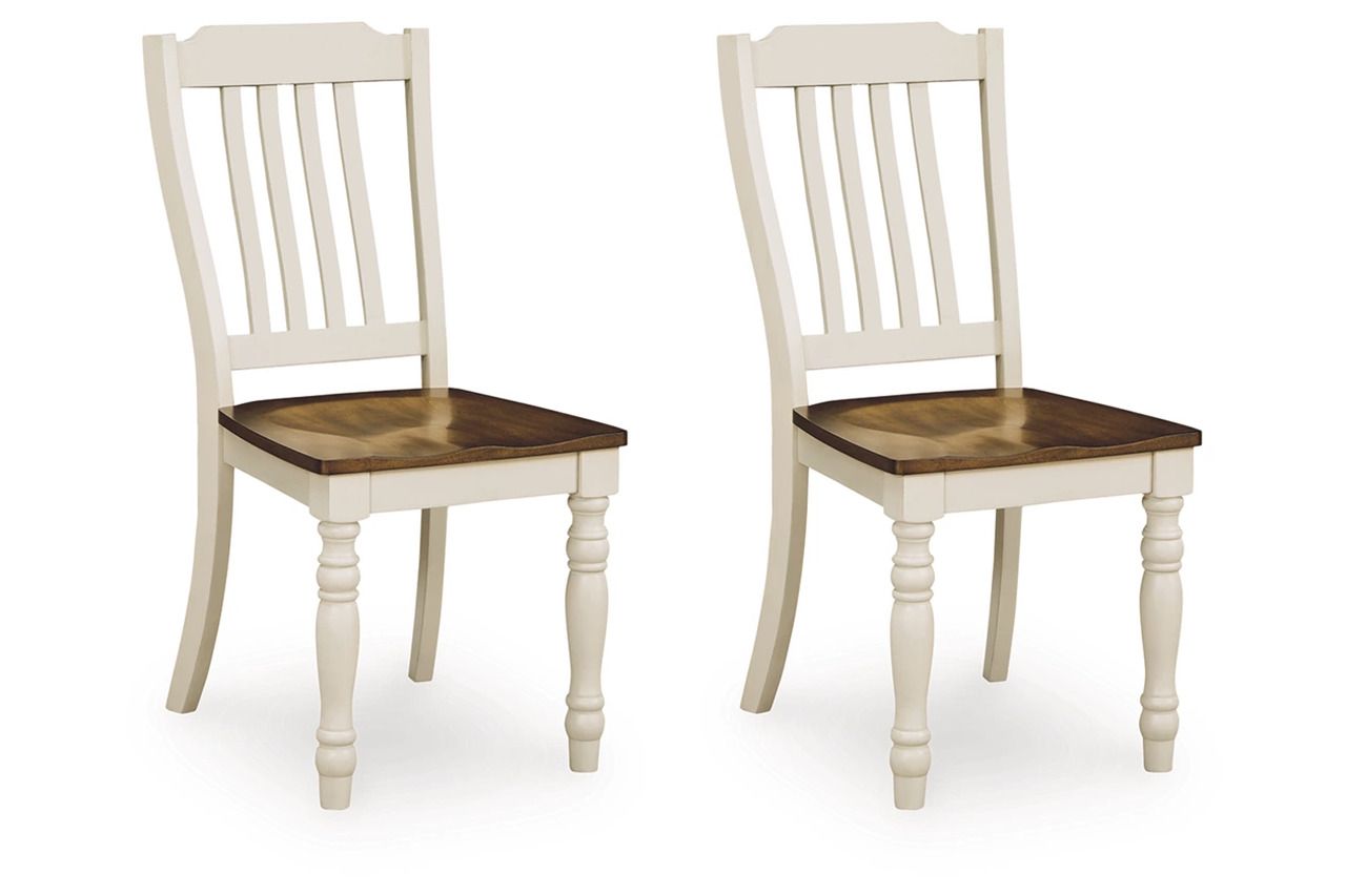 Waverun Dining Chair Set of 2 In Antique White and Brown NCD61601