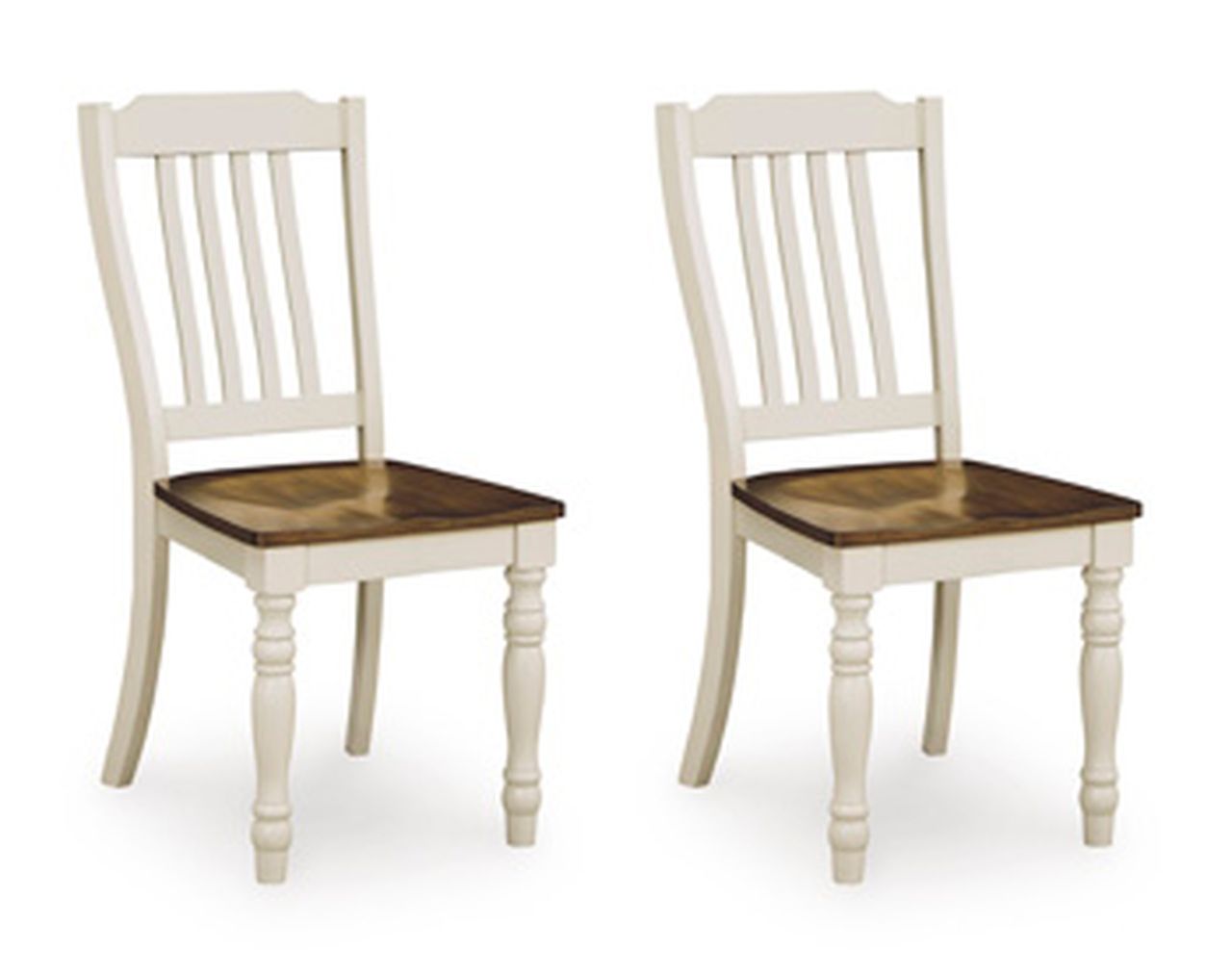 Waverun Dining Chair Set of 2 In Antique White and Brown NCD61601