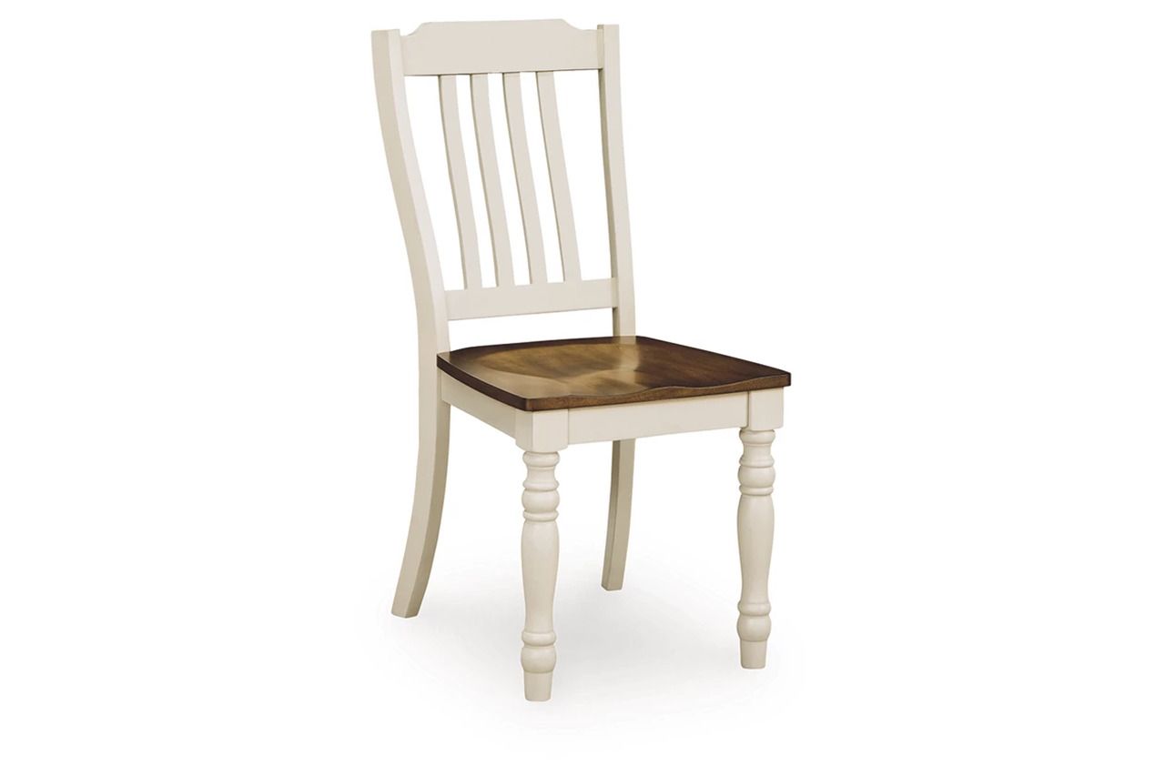 Waverun Dining Chair Set of 2 In Antique White and Brown NCD61601