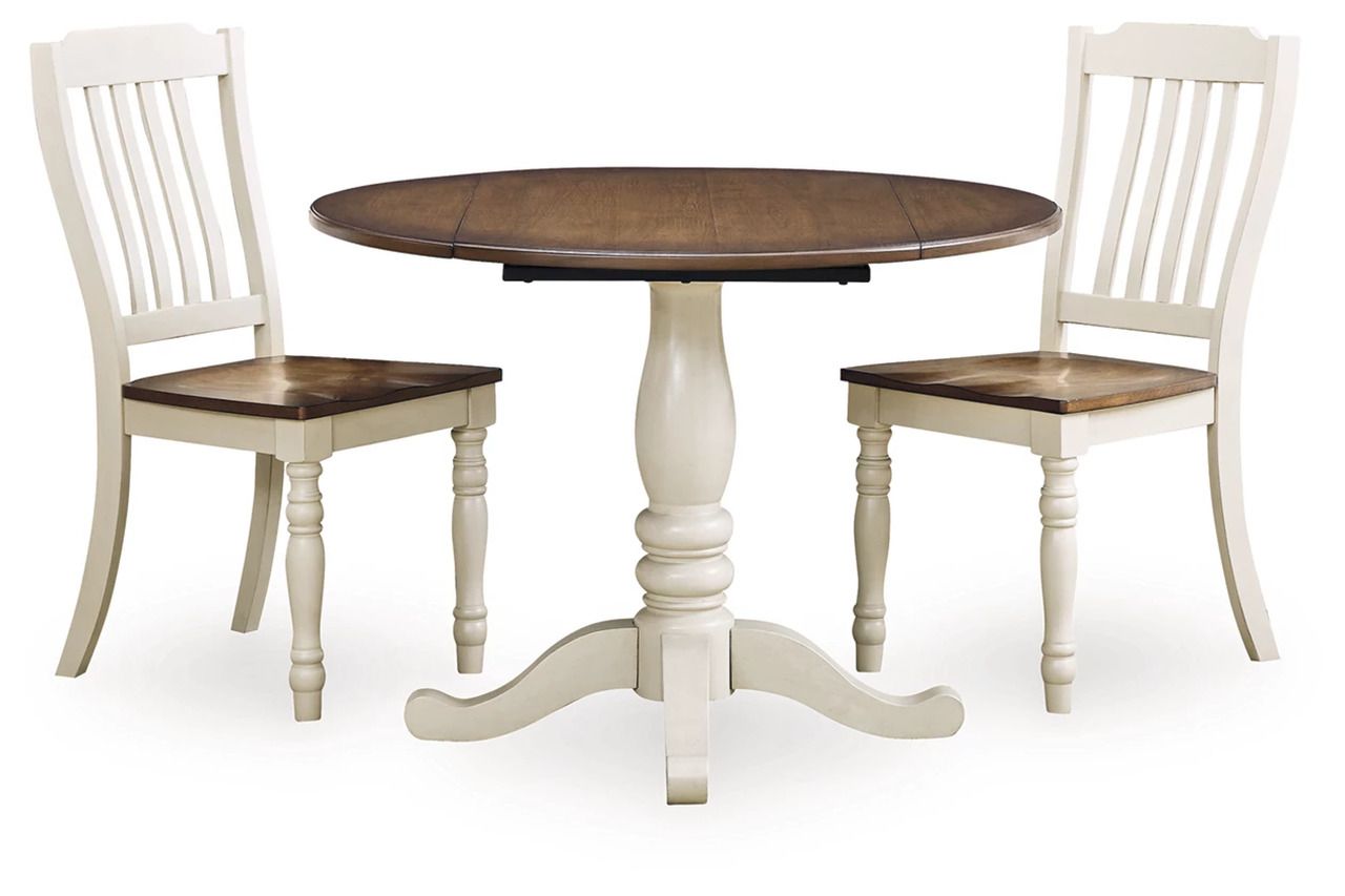 Waverun Dining Room Set In Antique White and Brown NCD616D2