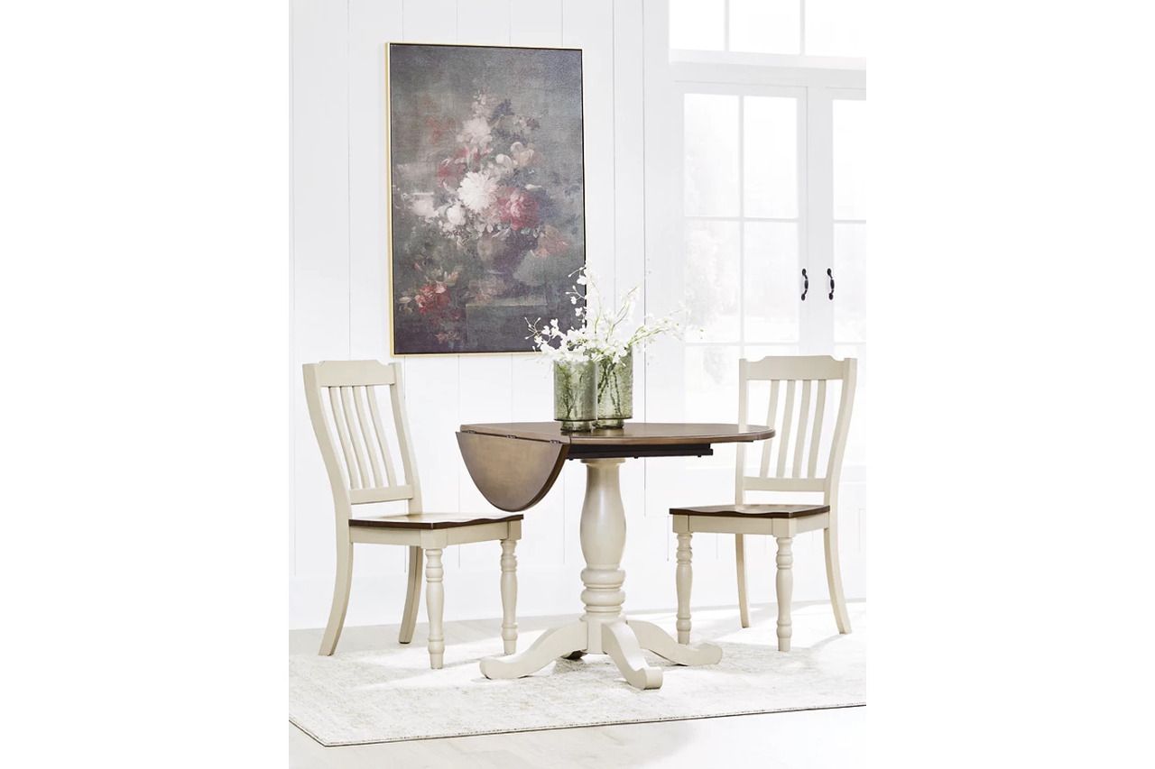 Waverun Dining Room Set In Antique White and Brown NCD616D2
