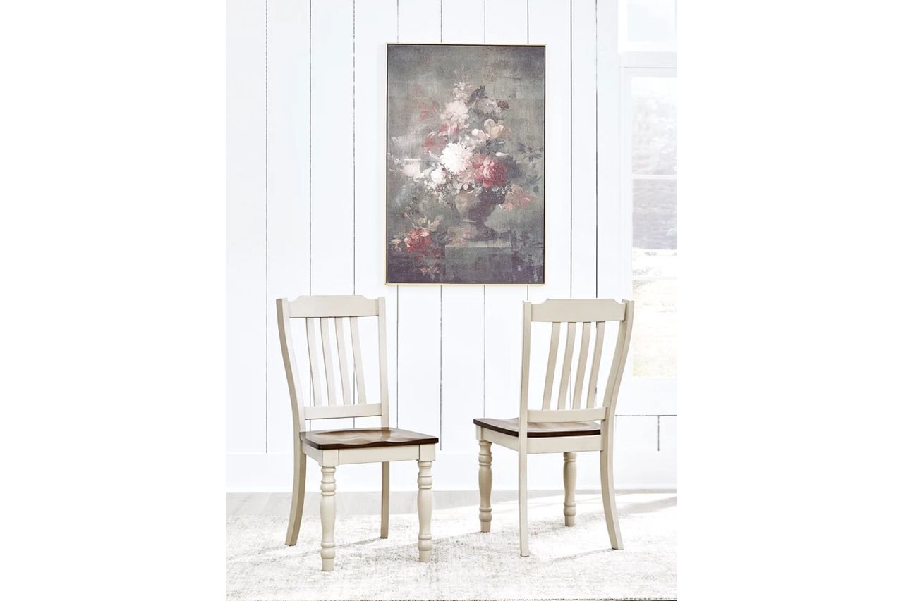 Waverun Dining Room Set In Antique White and Brown NCD616D2
