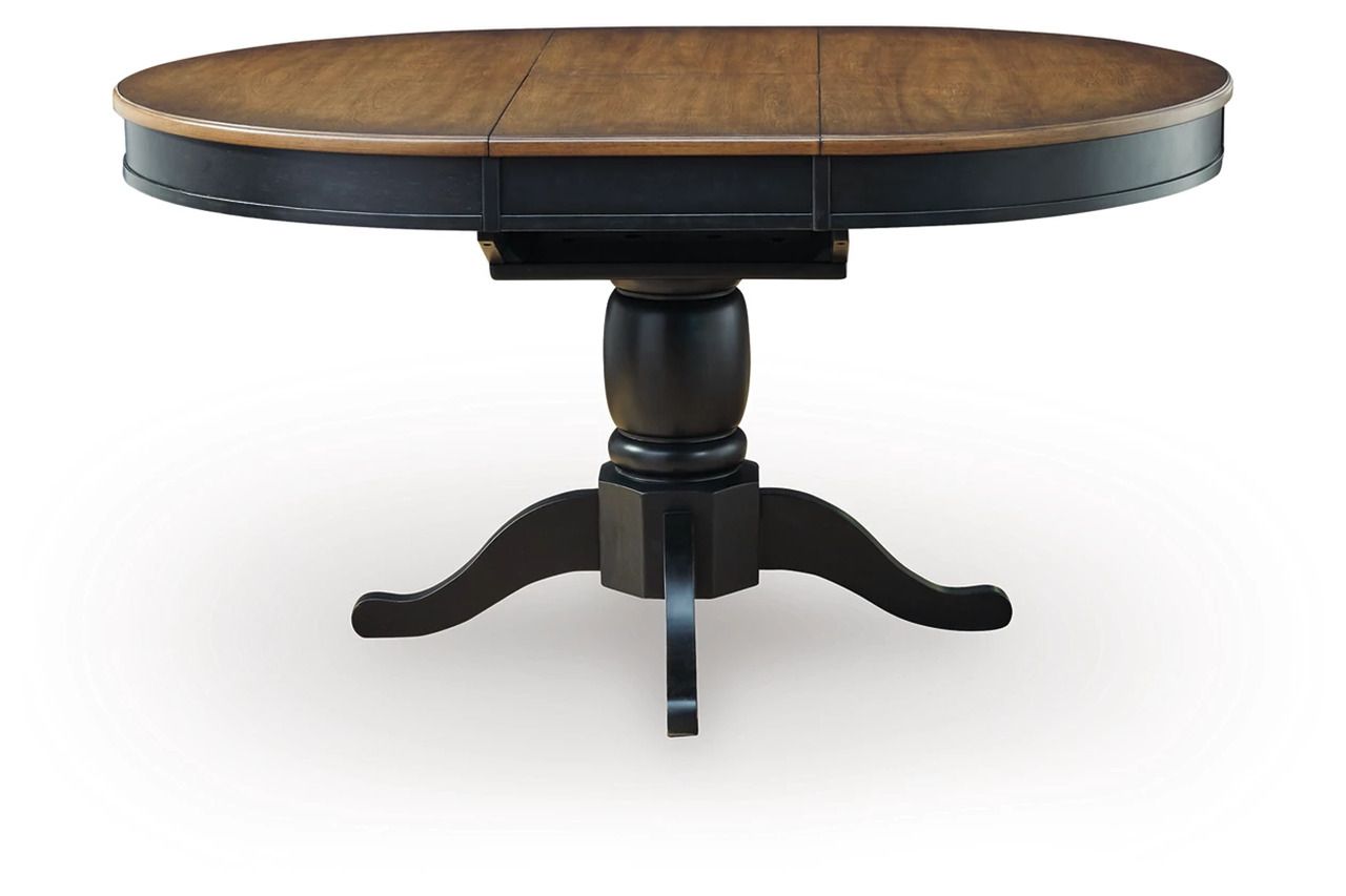Phillinger Oval Dining Butterfly Extension Table In Black and Brown NCD61948