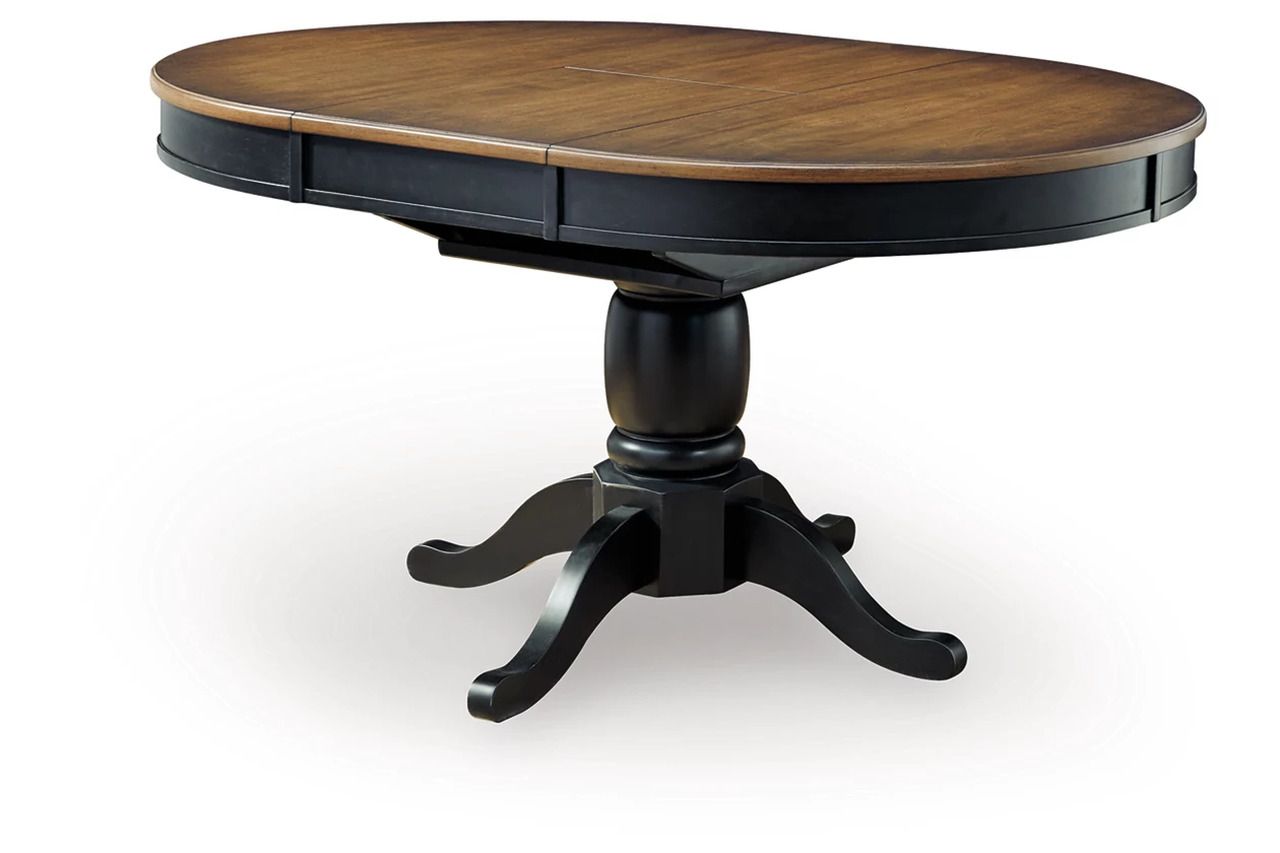 Phillinger Oval Dining Butterfly Extension Table In Black and Brown NCD61948