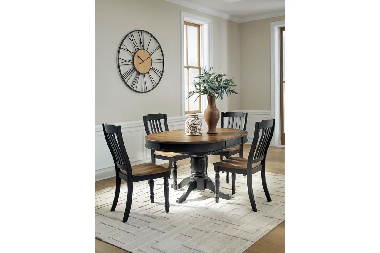 Phillinger Extension Dining Room Set In Black and Brown NCD619D2